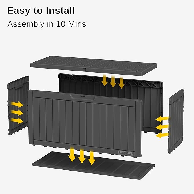 EAST OAK Outdoor Storage Box, 60 Gallon Deck Box Indoor and Outdoor Use, Black