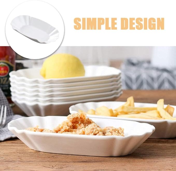 Luxshiny 2pcs Creative Ceramic Snack Plates Appetizer Dishes for Fruit French Fries and Dipping Sauces Elegant Kitchen Serving Plates for Parties and Casual Gatherings