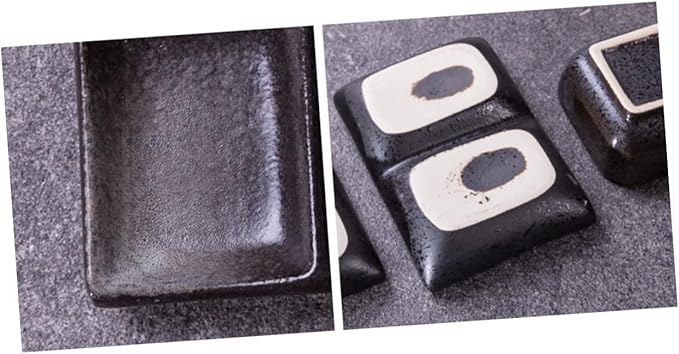 PRETYZOOM 2pcs Retro Square Ceramic Sauce Dishes Food Dipping Bowls 3 Grids Snack Plates for Appetizers and Seasoning for Home Use