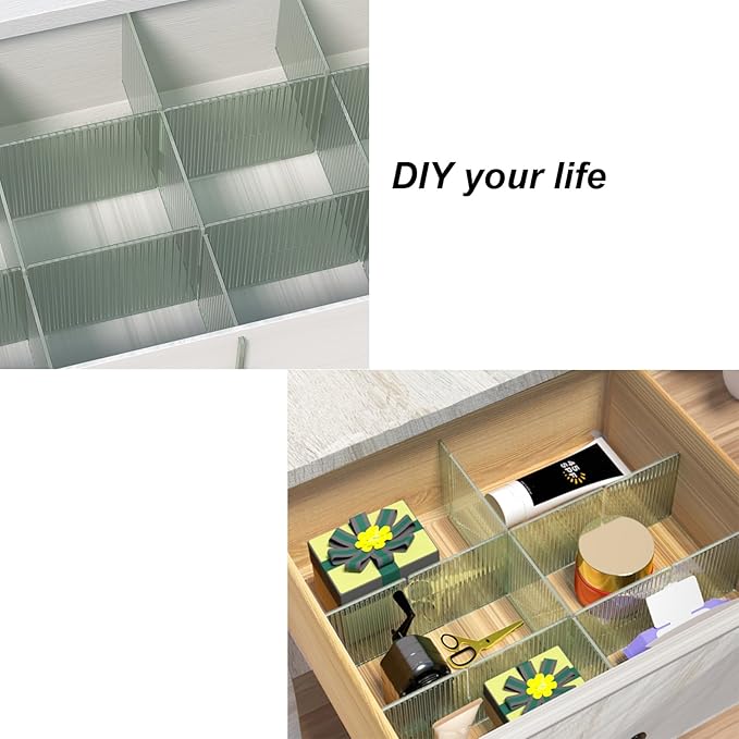 Onerbuy 8pcs Adjustable Grid Drawer Dividers DIY Plastic Closet Separator Tidy
