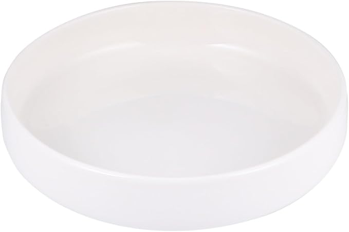 SAFIGLE Ceramic Plate for Noodles and Salad, 21cm Glossy White Shallow Dish, Multi-use Food Plate for Western Cuisine and Appetizers, Suitable for Home Dining and Entertaining