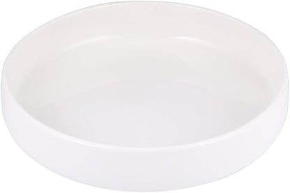 SAFIGLE Ceramic Plate for Noodles and Salad, 21cm Glossy White Shallow Dish, Multi-use Food Plate for Western Cuisine and Appetizers, Suitable for Home Dining and Entertaining