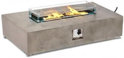 COSIEST Outdoor Propane Fire Pit Table, 56-inch x 28-inch Rectangle Gray Concrete-Like Finish, Certified, 50,000 BTU Stainless Steel Burner w Blue Fire Glass, Wind Guard, Raincover