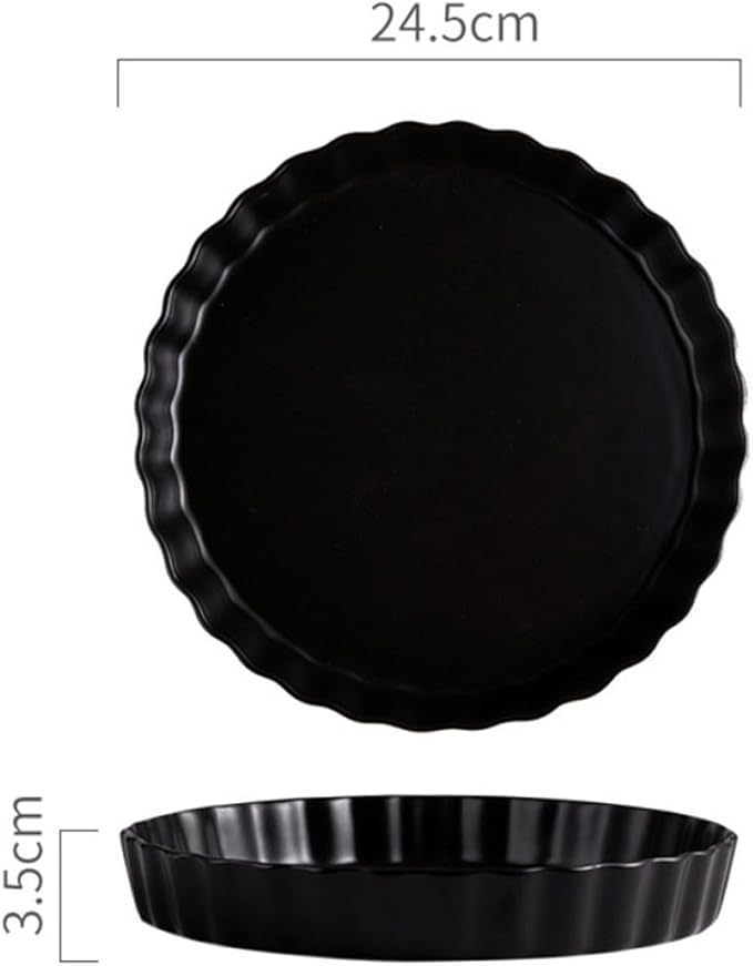 Creative Ceramic 10-inch Black round Sushi Plate Simple Pasta Dish Household Tableware for Home and Restaurant Serving