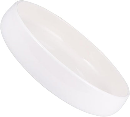 ARTIBETTER Ceramic Shallow Food Serving Plate 21cm Bright White Steamed Food and Pasta Storage Dish for Western Cuisine Breakfast and Appetizers