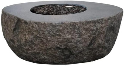 Elementi+ | Colorado Gas Fire Pit Cast Concrete 56" Rectangular Fire Table, Outdoor Fire Pit Electronic Ignition | Canvas Cover, Fire Glass and Burner Lid Included | Sunlight Yellow | Propane Gas