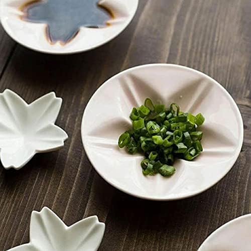 Appetizer Bowls 3.94inch Flower Shape Ceramic Sauce Dish Appetizer Plates Mini Side Seasoning Dish Condiment Dishes Sushi Soy Dipping Bowls Snack Serving Saucer (Set of 2) Salad Bowls