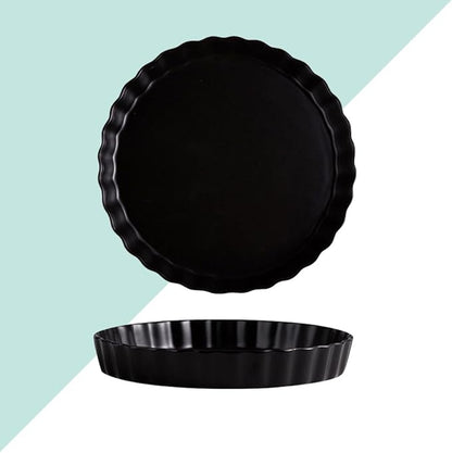 Creative Ceramic 10-inch Black round Sushi Plate Simple Pasta Dish Household Tableware for Home and Restaurant Serving