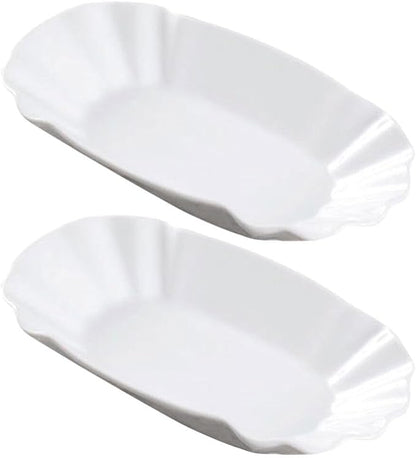 Luxshiny 2pcs Creative Ceramic Snack Plates Appetizer Dishes for Fruit French Fries and Dipping Sauces Elegant Kitchen Serving Plates for Parties and Casual Gatherings