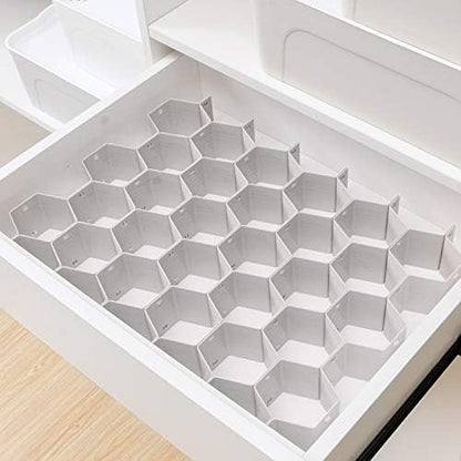 Poeland Drawer Divider Organizer DIY Plastic Grid Honeycomb Drawer Divider Gray