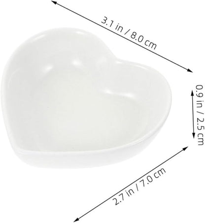Garneck 4pcs Heart Shaped Ceramic Dipping Sauce Dish Appetizer Plates for Soy Sauce Condiments and Seasoning for Home Dining and Parties