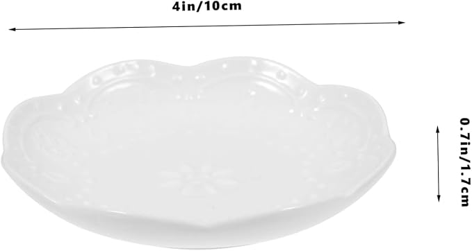 2pcs Flower Embossed Ceramic Dipping Sauce Dish Set White Appetizer Plate for Condiments Small Bowls for Soy Sauce and Snacks