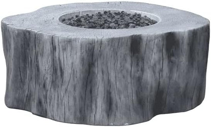 AMS Fireplace | Elementi | Round Natural Gas Fire Pit Table | Canvas Cover, Lava Rocks and Gas Key Valve Included | Fuel: Natural Gas, Manchester - Classic Grey