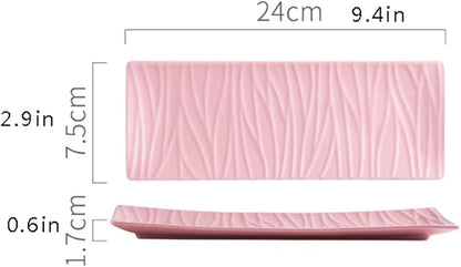 Appetizer Bowls 9.4inch Ceramic Plate Tree Pattern Rectangular Plate Ceramic Tray for Sushi Appetizer Snack Fruit Cake Server Tray Display Serving Dishes. Salad Bowls (Color : E, Size : 24cm)