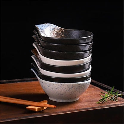Appetizer Plates Ceramic Dipping Bowls Sauce Dishes with Handle Snack Bowls for Sauce Soy Sushi for Condiment