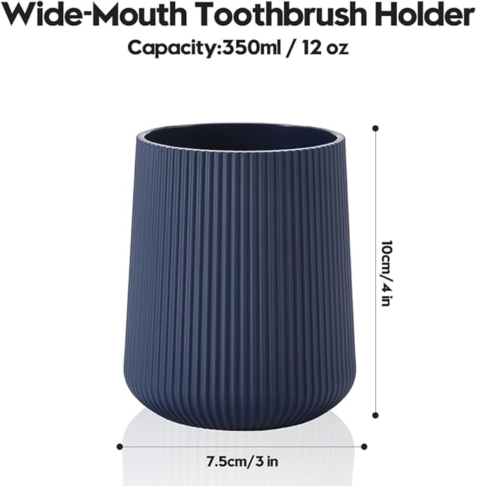 Navy Blue Striped Toothbrush Holder