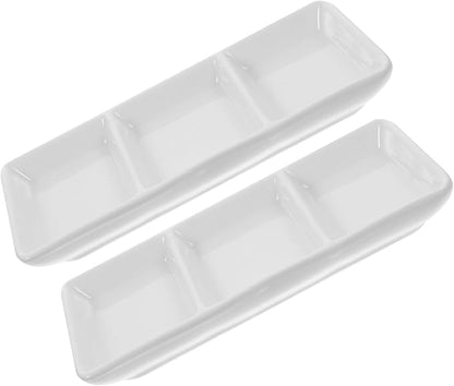 2PCS Ceramic Dipping Bowls Rectangular Appetizer Plates with Versatile Seasoning Dish for Condiments Fruits Nuts and Snacks for Home and Restaurant Use