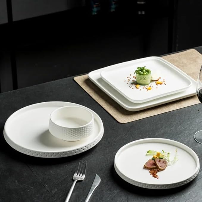Pasta Plates Black White Steak Dinner Plate Simple Ceramic Frosted Tableware Western In The Kitchen European Style Dessert Cake Pan(D)