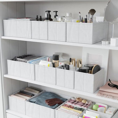 Drawer Organizer Clothes Set of 12 White-Grey