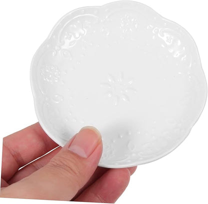 4pcs Ceramic Appetizer Plates Multipurpose Sauce Dishes for Dipping Seasoning Condiments Elegant Floral Design for Home Parties and Celebrations