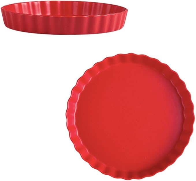 Mobestech 10-inch Red Ceramics Plate Simple Sushi Plate Chic Italy Noodles Household Tableware for Home Dining