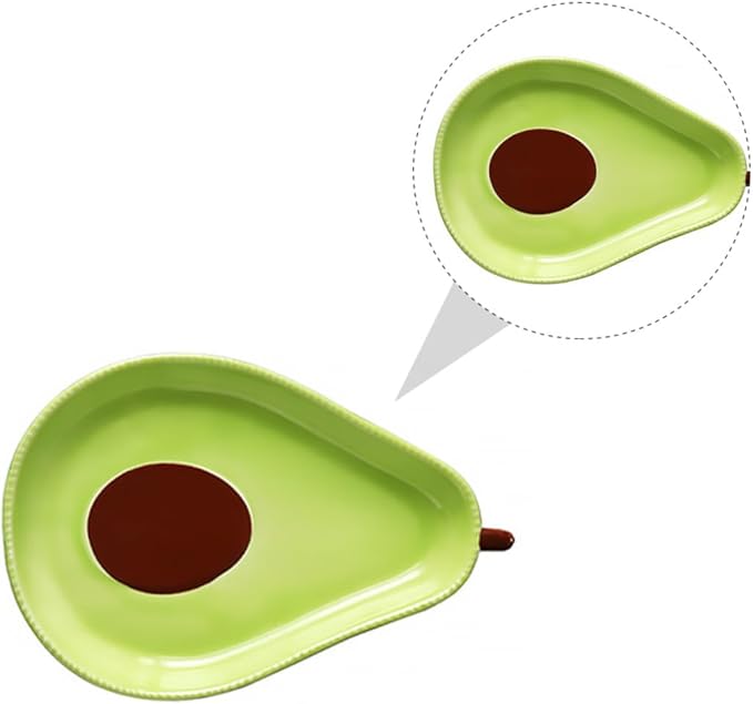 Avocado Shape Ceramic Plate Medium Creative Salad Fruit Plate Sturdy Appetizer Dessert Tableware for Snacks with Thick Design Safe Material