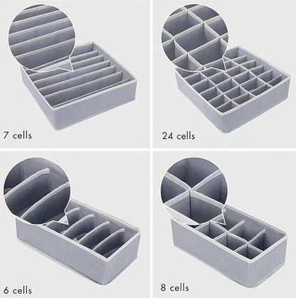 4 Piece Drawer Organiser, Collapsible Non-Woven Sorting Box, Closet Divider