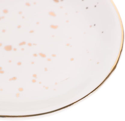 Nordic Style Ceramic Plate White Speckled round Snack Tray Food Server Steamed Fish and Pasta Dish for Home Dining and Entertaining