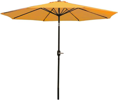 Sunnydaze Outdoor Patio Umbrella - Polyester Table Market Umbrella with Push-Button Tilt and Crank - 8 Sturdy Ribs - Gold - 9ft