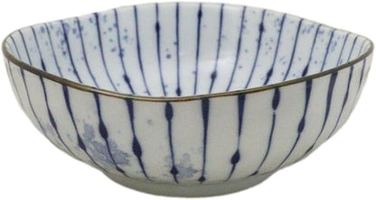 Ebros Gift Artistic Blue Waves Fubuki Tokusa Made In Japan Dinnerware Serveware Kitchenware Set Asian Japanese Restaurant Supply (Pack Of 6 Round Flair Medium Shallow Bowls 20oz)