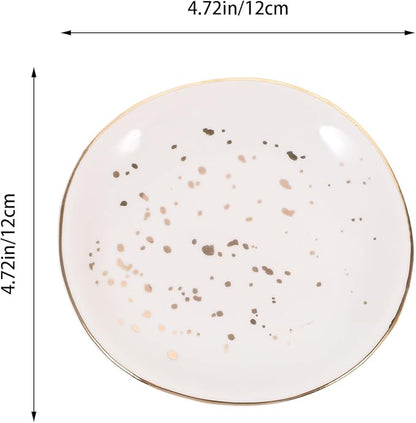 COHEALI Ceramic Plate Nordic Style Irregular White Speckled round Dish Appetizer Plate for Household Dining and Restaurant Use