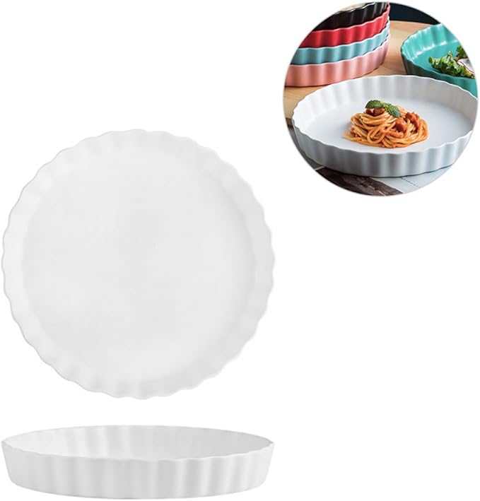 10-inch White Ceramic Sushi Plate, Simple round Pasta Dish for Household Tableware, Creative Breakfast and Noodles Serving Plate for Home and Restaurant