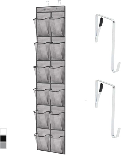 GORILLA GRIP Over the Door Shoe Organizer, 12 Large Breathable Mesh Pockets