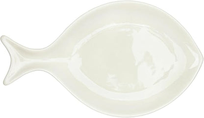 Santa Barbara Design Studio Appetizer Plate Set - 9" Ceramic Fish-Shaped Dessert Plates, 4-Count, White