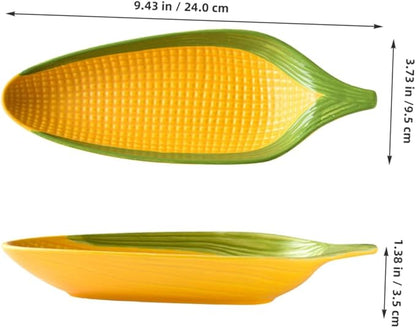 Ceramic Corn Trays Handpainted Appetizer Plates for Serving Corn The Cob for Family Meals and Dinner Parties Dinnerware for Fruits and Snacks