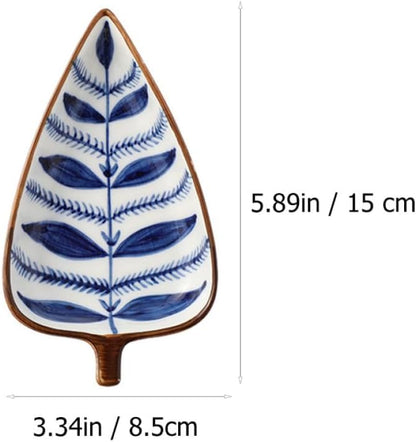BESPORTBLE Ceramic Snack Plates Set 3pcs – Hand-painted Japanese Style Small Appetizer Dishes with Leaf and Watergrass Patterns for Sauce, Nuts, and Fruit Serving at Parties Or Random Color