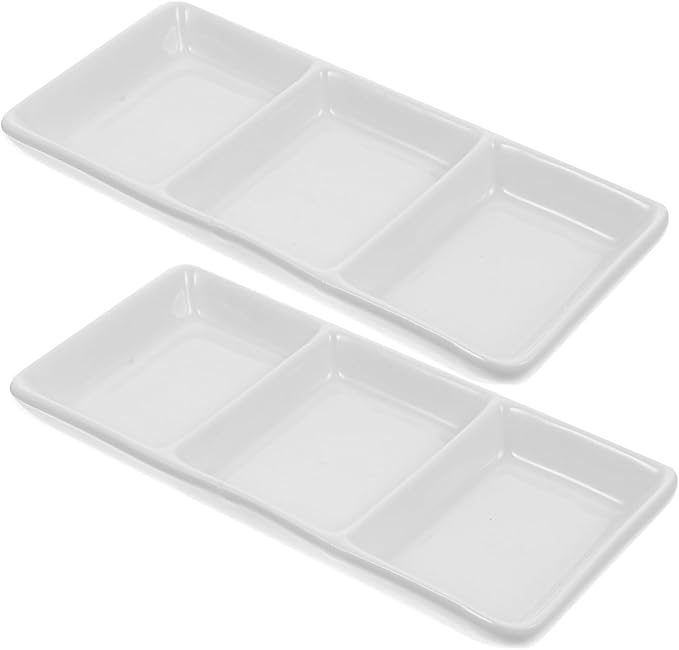 Cabilock 2pcs Ceramic Snack Dishes Versatile Appetizer Plates for Dipping Sauces Fruits and Condiments for Home and Restaurant Use