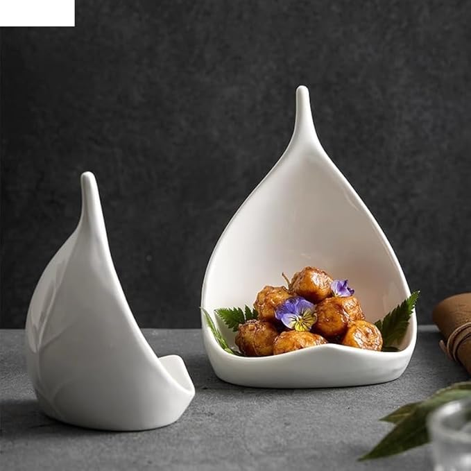 Dinner Plates Set Ceramic Dinner Plate Creative Irregular Dessert Plate Snack Plate Sushi Plates Pasta Plates Restaurant Specialty Tableware Kitchen Salad Bowl(A 6 inch)