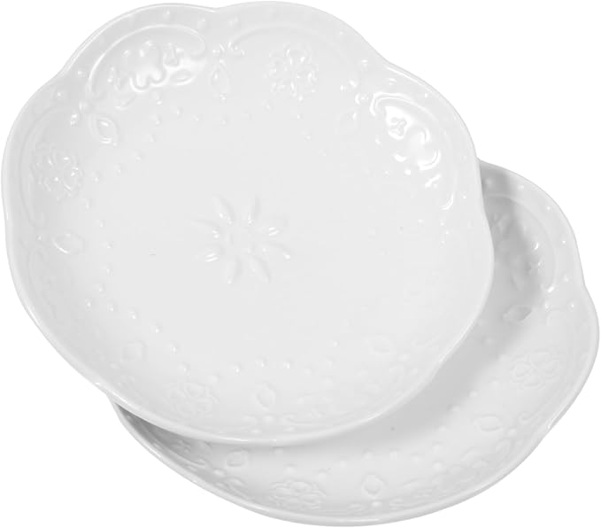2pcs Ceramic Dipping Bowl Spice Plate Serving Plate Seasoning Bowl Sauce Appetizer White