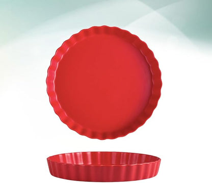 Mobestech 10-inch Red Ceramics Plate Simple Sushi Plate Chic Italy Noodles Household Tableware for Home Dining