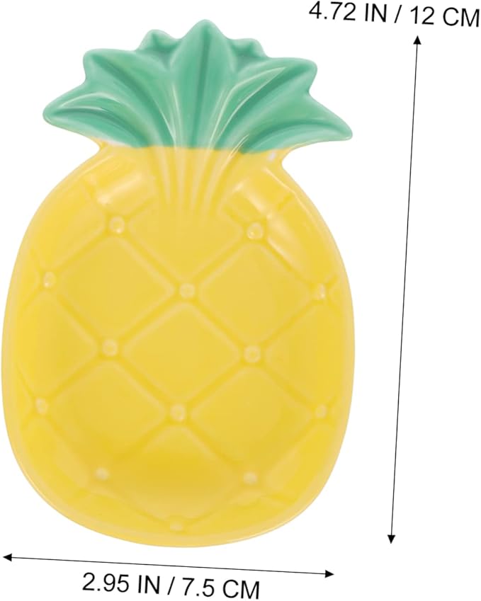PRETYZOOM 2pcs Pineapple Shaped Ceramic Sauce Dish Set Multifunctional Dipping Plates for Appetizers and Seasoning Kitchen Use