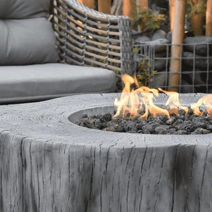 AMS Fireplace | Elementi | Round Natural Gas Fire Pit Table | Canvas Cover, Lava Rocks and Gas Key Valve Included | Fuel: Natural Gas, Manchester - Classic Grey