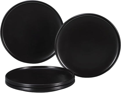 GZG Ceramic Dinner Plates Set of 4,10 Inch Stoneware Dishes Set,Microwave and Dishwasher Safe Kitchen Utensils,Stackable,Scratch Resistant (Matte Black)
