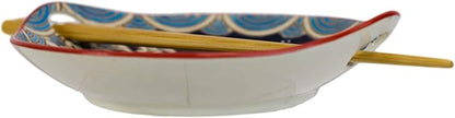 Ebros White Rabbits Jumping Over Black Moon Appetizer Snack Serving Coupe Plate Dish With Chopsticks And Built In Rest Set Small Flat Bowl For Hors D'oeuvres Sushi Ice Cream Serveware Plates (1)