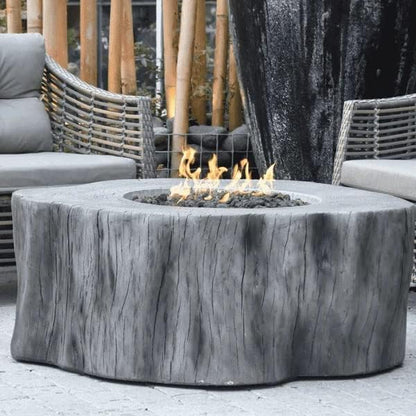 AMS Fireplace | Elementi | Round Natural Gas Fire Pit Table | Canvas Cover, Lava Rocks and Gas Key Valve Included | Fuel: Natural Gas, Manchester - Classic Grey