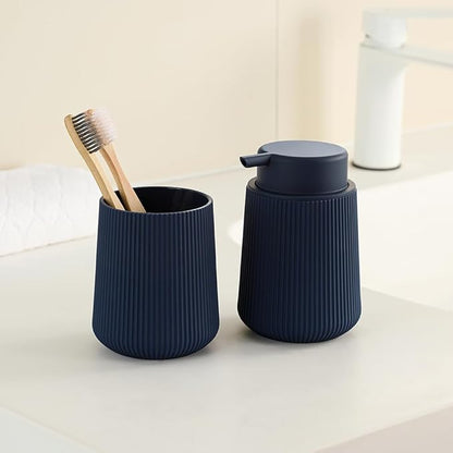 Navy Blue Striped Toothbrush Holder