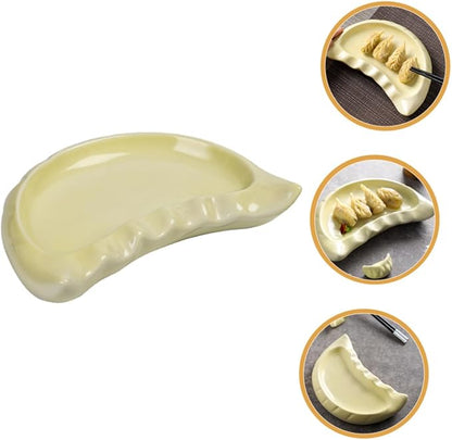 Alipis Dumpling-shaped Ceramic Plate Creative Dinnerware for Appetizers Snacks and Decorative Use Microwave and Dishwasher Safe Plates for Kitchen Dining