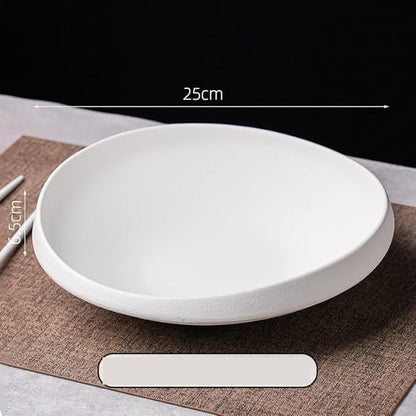 ENGENDER Dish Plate Simple Ceramic Plate Salad Plate Irregular Deep Plate Home Cold Dish Plate Western Food Platter Creative Dinner Plates(A,Large)