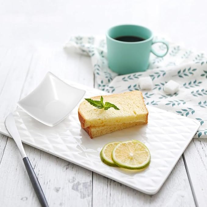 Pure White Ceramic Snack Dishes 4-corner Sauce Dishes for Appetizers Dips Condiments