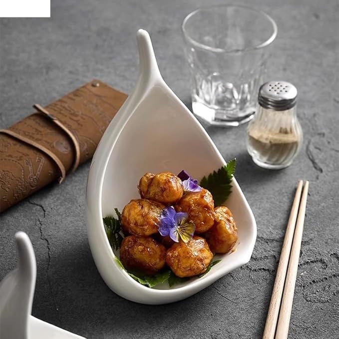 Dinner Plates Set Ceramic Dinner Plate Creative Irregular Dessert Plate Snack Plate Sushi Plates Pasta Plates Restaurant Specialty Tableware Kitchen Salad Bowl(A 6 inch)